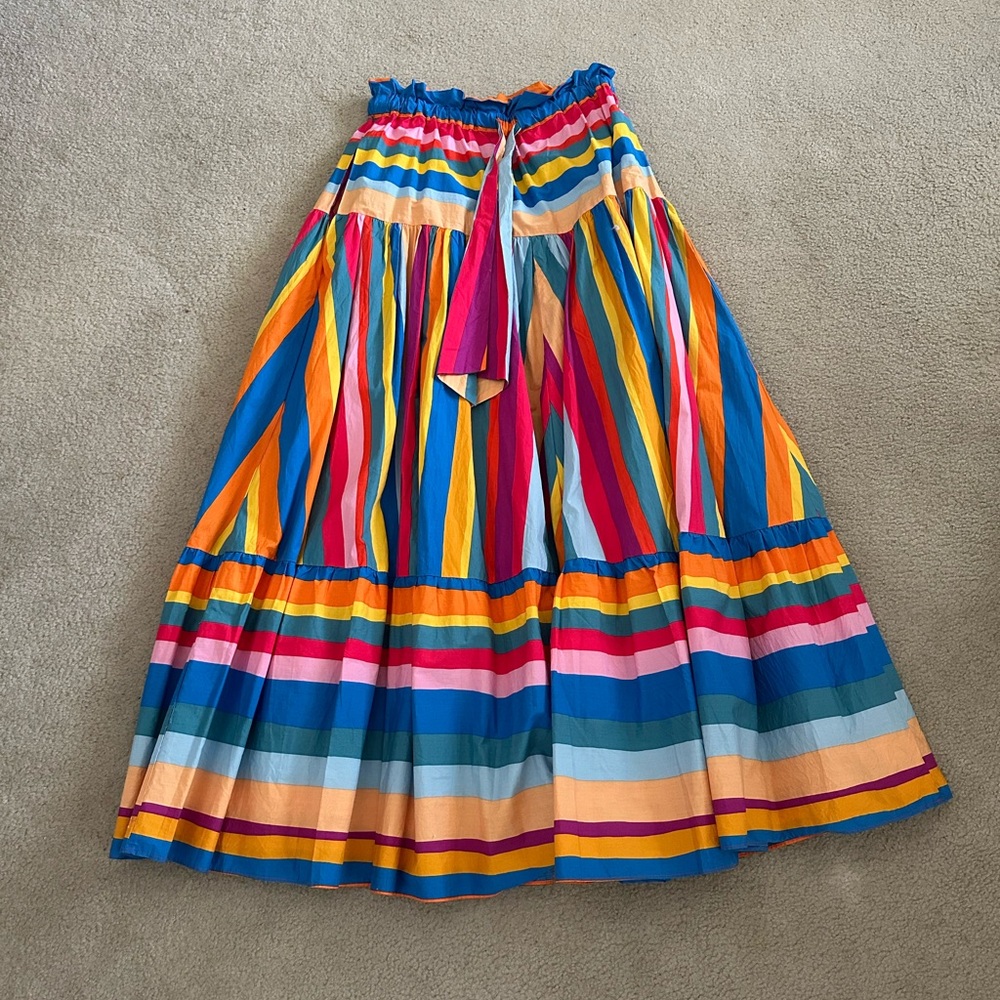 FARM Rio Multicolor Striped Maxi Skirt with pockets